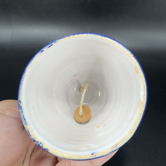 Spanish Lady Bell Toledo Hand Painted Ceramic Pottery Bell Figurine White Blue - Picture 7 of 12